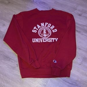 champion eco🌱 fleece college (stanford) crew neck in dark red! barely worn